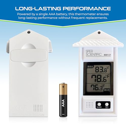 Sper Scientific Compact Digital Min/Max Thermometer 800121 - Wide Range Temperature Logger with Clear LCD Display - Ideal for Laboratories, Food Storage, HVAC & Greenhouses - 4 pc - size: 4 Pack