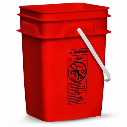 House Naturals 4 Gallon Square Food Grade Plastic Bucket with Lid, Made in USA (Pack of 2) BPA Free (Red) - color: Red