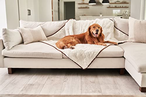PupProtector Waterproof Throw Blanket for Dogs and Cats, Pet Blanket Cover for Couches, Sofas, Beds, Car Seats, Furniture, Calming Soft Faux Fur, Short White, Large (80" L x 62" W) | Waterproof, machine washable — protects couches, beds & car seats - colo