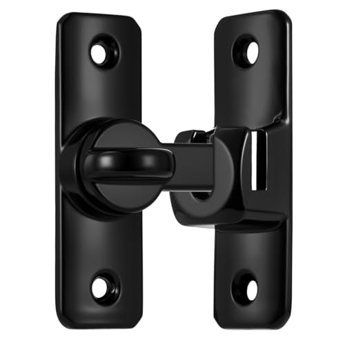 Black Aluminum Alloy Gate Lock,90/180 Degree Barn Door Latch - color: Black