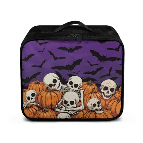Halloween First Aid Bag Empty Skeleton Pumpkin Travel Medicine Bags for Home Car Hiking Medical Supplies Storage Bag Portable - color: Halloween Skeleton Pumpkin
