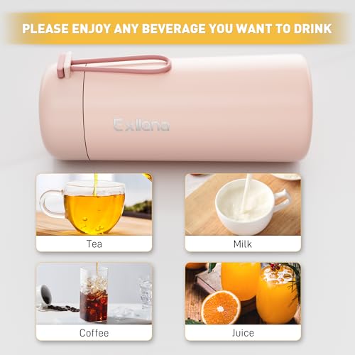8 oz Water Bottles Made of 304 Stainless Steel, Small Water Bottles Double Wall Vacuum Insulation for Hot&Cold Drinks, Water Bottle Purse with Carry Handle - 100% Leakproof(Pink) - color: Pink, size: 8.5 Ounces