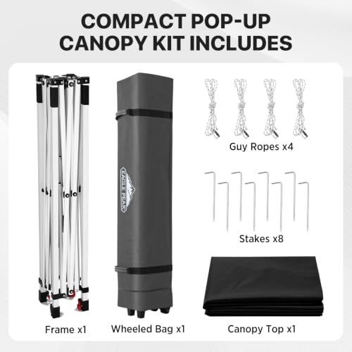 EAGLE PEAK 6.6x6.6 Pop Up Canopy Tent Easy Up Canopy Outdoor, Black - color: Black, size: 6.6x6.6