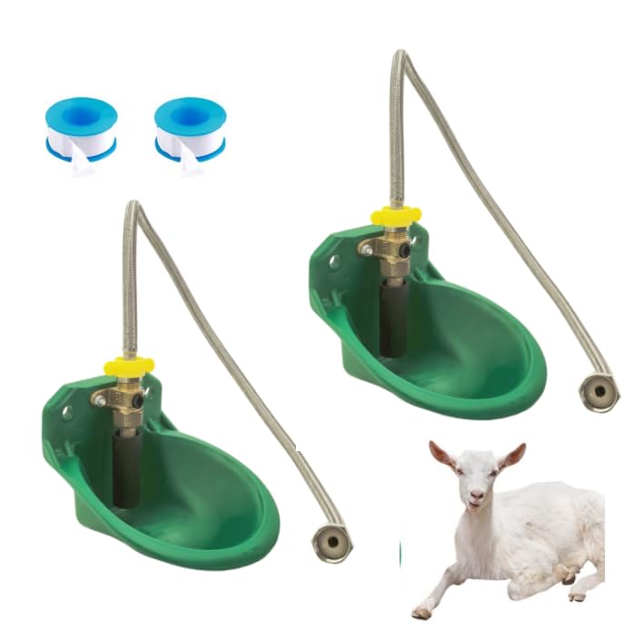 2PCS Automatic Goat Sheep Waterer Bowl with 3.3FT Faucet Connector Hoses - size: Waterer Bowl*2+Hoses*2