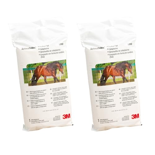 3M Animalintex Poultice Pad for Horses, 8 in. x 16 in. Hot or Cold Veterinary Dressing for Abscess Care, Hoof Support, Leg Injury Protection, First Aid Wrap/Bandage, 2-Pack - size: 2-Pack