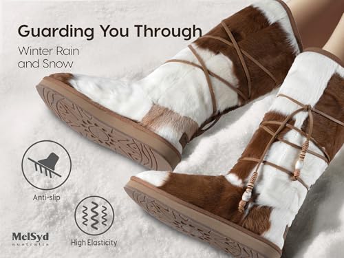 100% Sheepskin Lined Fur Boots Women: Removable Arch Support Insole - color: Arch-knee High-chestnut, size: 10