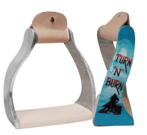 Showman Lightweight Twisted Angled Aluminum Stirrups w/Painted Turn 'N' Burn Design