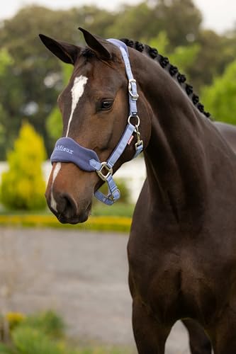 LeMieux Vogue Fleece Headcollar - Halter & Leadrope - Extra Padding, Adjustable at Curb and Poll Strap - color: Powder Blue