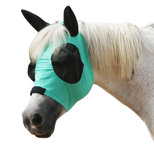LEAFOREST Horse Mesh Fly Mask with Ears, Soft Mesh Mask Anti-UV with Ears Green, Cob - color: Green