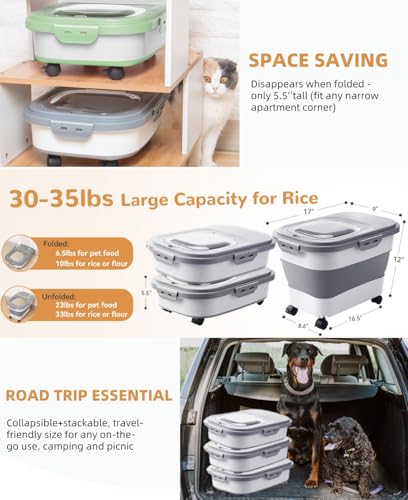 20-23 Lbs Dog Food Storage Container,Collapsible Dog Food Container - color: Grey