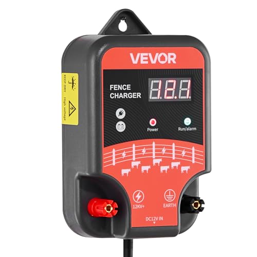VEVOR Electric Fence Charger, 10kV 3J, AC DC Electric Fence Energizer with LED Indicator, 1.86 Miles Range, Powerful Plug-in Fences Charger, Prevents Wild Animals Intrusion for Livestock Poultry - size: 3J
