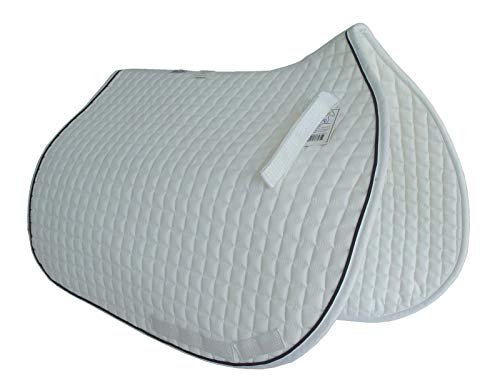 Colorful Selection of All-Purpose English Saddle Pads for Horses - color: White w/Black Trim