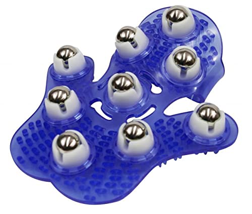 Blue Rubber Massage Curry Hand Comb with Rollers