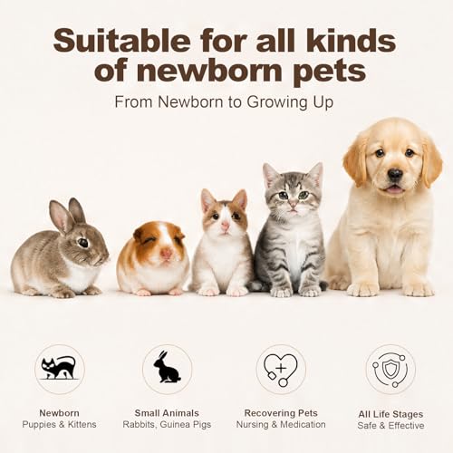 REDDOUDOU Kitten Nursing Bottle, Nipple for Kittens, Cat Feeding Bottle Kit, 1 Pet Milk Bottle + 4 Silicone Nipples, Newborn Kitten Feeding Kit for Puppies, Squirrels, Rabbits, Small Animals