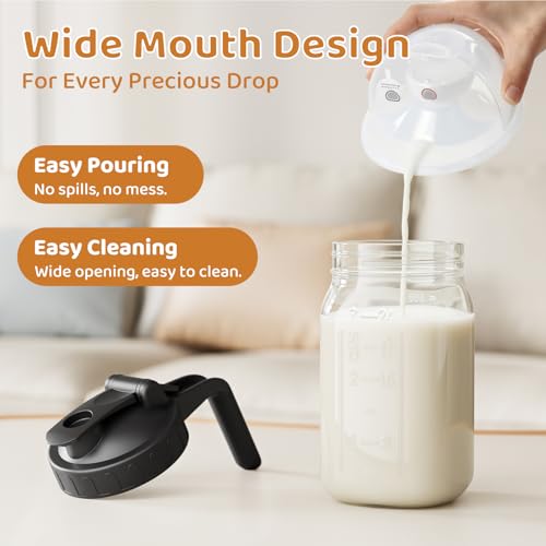 32 oz Breast Milk Pitcher, Glass Mason Jar Pitcher with Lid - color: Black, size: 32 Ounces