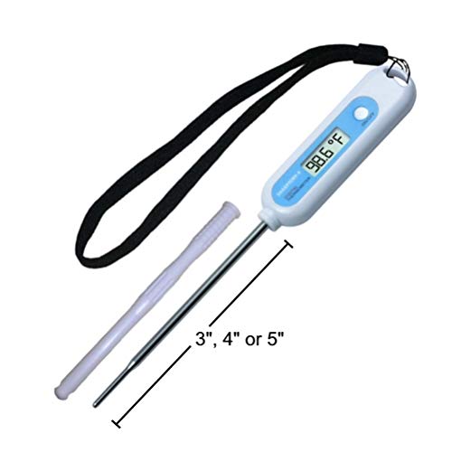 Thermometer for Horses, Livestock and Pets. Fast, Accurate Temperatures in Seconds. Easy-Read LCD. 5 Inch Probe Length