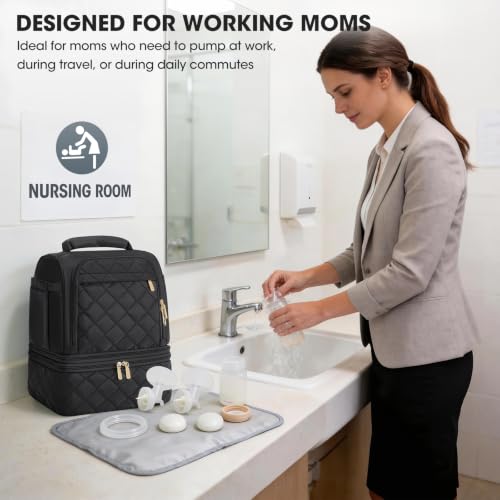 RAINSMORE Wearable Breast Pump Bag, Breast Milk Cooler Travel Bag,Black - color: Black