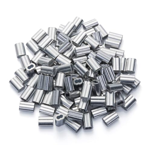 1/16 Aluminum Ferrules, Crimping Loop Sleeves 200PCS, Wire Rope Crimps | Aluminum Wire Crimp Sleeves For Cable And Picture Hanging Wire. Ferrule Design For Wire Rope Crimping And Cable Connections. - size: 1/16" (200PCS)