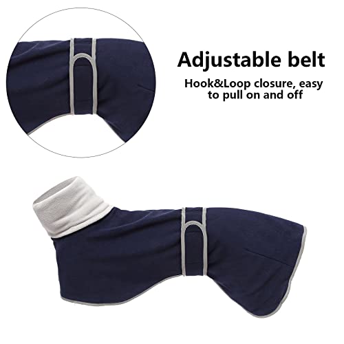 Greyhounds Lurchers Whippets Dog Coats with Reflective Stripe Dog Winter Coat Jacket Fleece Adjustable Band - Navy - S - color: Navy, size: Small (Length: 20"-21.5")