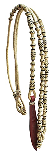 Horse Braided Natural Rawhide Leather Rommel Romel Romal Reins Tack 805LR18 - color: Natural