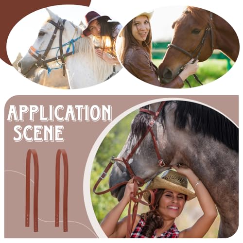 FINGERINSPIRE 5Pcs PU Leather Straps for DIY Horse Harness Strap Making 21.65x0.55x0.1 inch Smooth Replacement Imitation Leather Crown Replacement Break Away Crown Strap - color: Coconut Brown