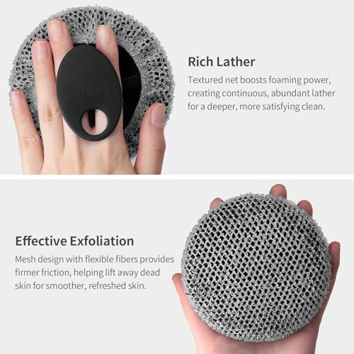 BEAUTAIL Scrub Net 2 Pack, Bath & Shower Body Scrubber Net | for Rich Foam and Effective Exfoliation, Fits All BEAUTAIL Silicone Body Scrubber, Blue + Gray - color: Net-blue+gray 2 Pcs