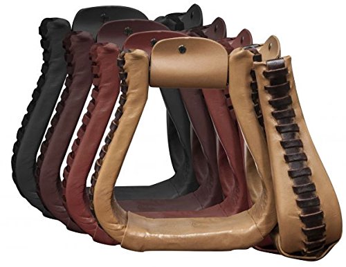 Showman Leather Covered Western Stirrups - color: Black