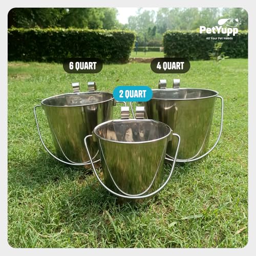 Half Gallon Stainless Steel Flat-Side Metal Bucket with 2 Hooks