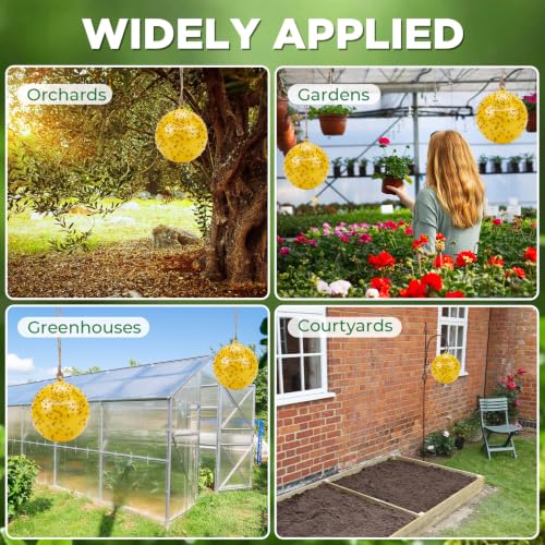 Qualirey 2 Pcs Big Fly Trap Ball 18" Hanging Sticky Insect Ball, Yellow - color: Yellow