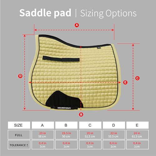 EQUINEWAVE Aria Soft Suede Jump Saddle Pad – Breathable Moisture-Wicking Lining, Shock-Absorbing Cushion, Contoured Spine, English All Purpose Saddle Pad - color: Cream Yellow