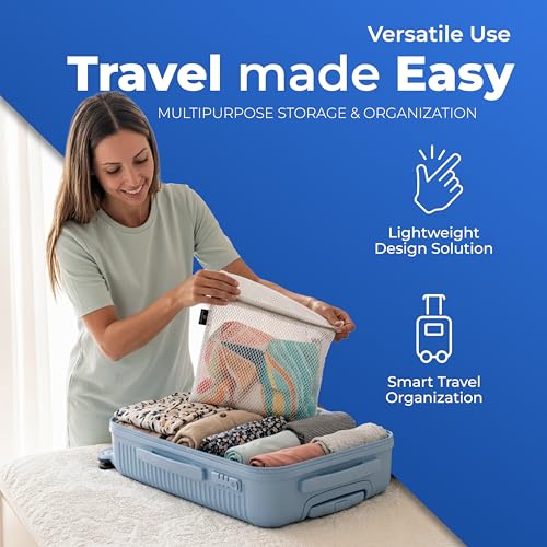 Handy Laundry Zippered Mesh Bags 4-Pack 12"x16", Honeycomb for Delicates | 4-Pack Zippered Honeycomb Mesh Bags 12x16, Machine Washable, for Lingerie Socks Underwear Delicates Wash