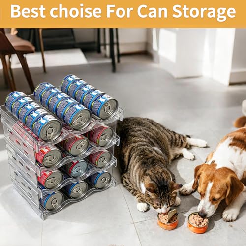 Cat Food Can Organizer 4-Tier Hold 72 Cans 3.5oz Transparent Cat Can Rack - size: 4 Layers