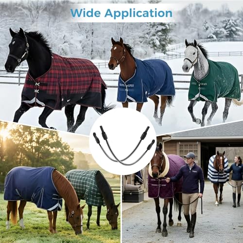 6 Pcs Horse Blanket Leg Straps, Elastic Horse Blanket Replacement Straps with Ended Clips & PVC Cover Tube, 20.1-27.6" Stretchy Rug Leg Accessories