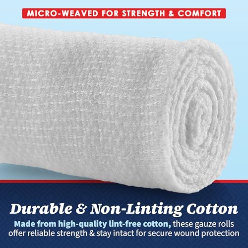 MEDca Gauze Bandage Rolls - (12 Pack) 3 in x 4.1 Yards Per Roll, Medical Grade Stretch Wrapping for Dressing All Types of Wounds and First Aid Kit (3-Inch, 12 Pcs)