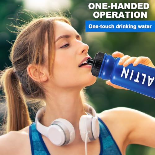 Suclain Squeeze Water Bottles with Carrier, 7 Pcs, Dark Blue - color: Dark Blue