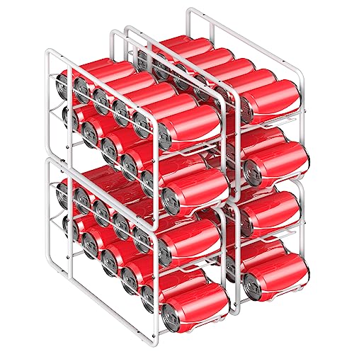 MOOACE 4 Pack Can Organizer for Pantry, Stackable Soda Can Dispenser Rack - color: White
