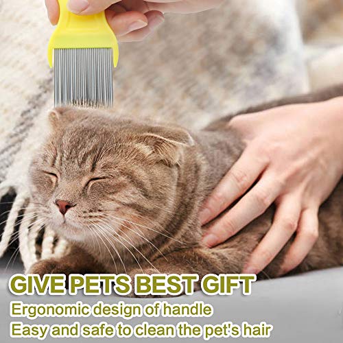 Fine Tooth Pet Comb - 3 Pack Tear Stain Remover for Dogs & Cats to Remove Fleas, Ticks, Dandruff, Tangles & Knots