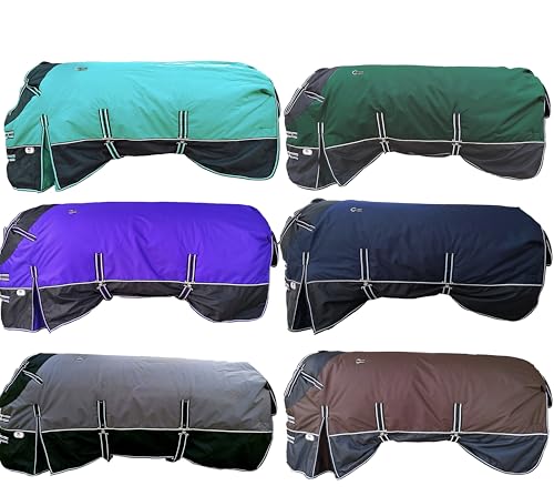 Majestic Ally 600 D Ripstop Nylon Horse Turnout Blanket, Waterproof, Heavyweight, Rain and Weather Resistant, 250 GSM (Navy Black, 78 - Inch) - color: Navy Black, size: 78 - Inch