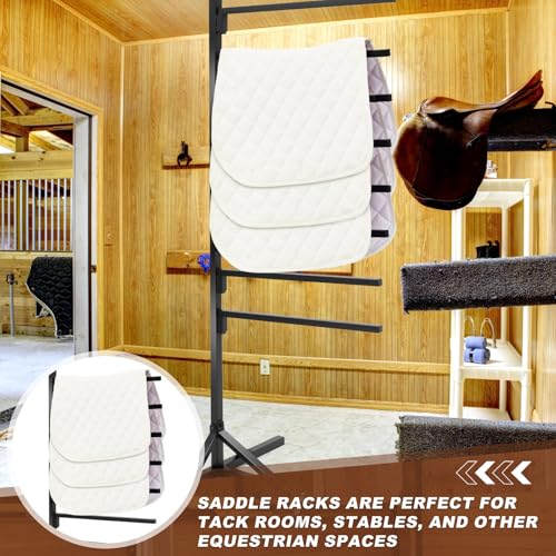 8-Tier Saddle Pad Rack with Stand, Long Rack Arms Horse Blanket Holder Horse Pad and Blanket Storage for Tack Room Organization Trailer Accessories