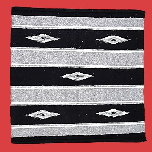 Majestic Ally 36"x34" Navajo Design Acrylic Saddle Blanket for Horses - 2.4 lbs - Gray and Black - color: Gray and Black