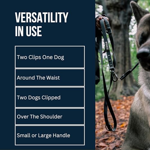 Fenrir - Dog Training Leash - Heavy Duty Dog - Double Ended Carabiner - Long Dog Lead - Non-Slip Lead Waterproof Gear for Large & Small Dogs Puppy - 2.1m (Black) - color: Black