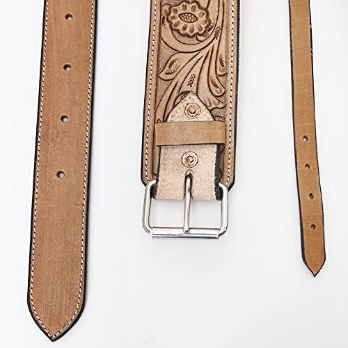 HILASON Horse Saddle Flank Cinch Girth Handtooled Leather W/Billets Antique Tan Comfytack