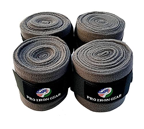 Horse Fleece Wraps Bandages/Polo Wraps/Stable Wraps Equestrian Leg Wraps Set of 4 Equestrian Boot Protection (Gray) - color: Gray