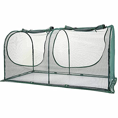 Portable Chicken Run Hen Coop,Walk-in Poultry House,Outdoor Gardening Net,Easy-up Small Animals Enclosure for Protecting Pet and Plant with Metal Frames and 10 Stakes in Backyard and Farm