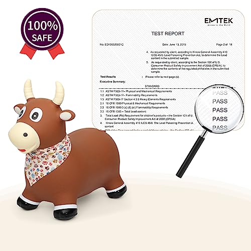 INPANY Bouncy Bull, Cow Hopper for Toddlers, Kid Gifts Toy, Pump Included | Eco-Friendly PVC, Low Center Gravity, Bull Riding Toys, Load 100 Lbs, Learn & Exercise & Active Fun, Gifts for 2-4 Kids - color: Bull