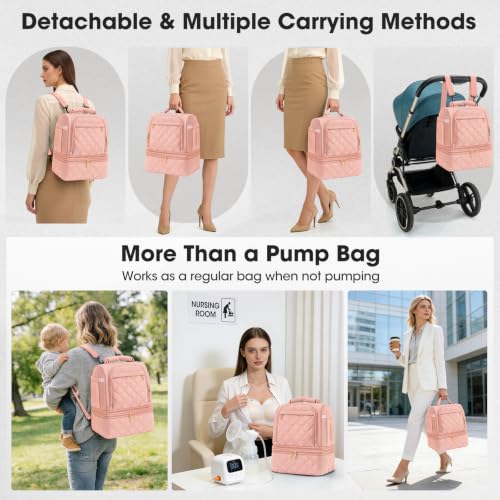 RAINSMORE Wearable Breast Pump Bag, Breast Milk Cooler Travel Bag,Pink - color: Pink