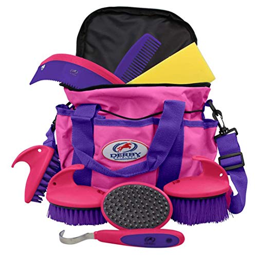 Derby Premium Comfort 9 Item Horse Grooming Kit (Purple/Pink) - color: Pink