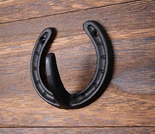 ICObuty Coat Hook Hat Horse Hook Vintage Wrought Iron Wall Mounted Screws Included Wall Hook (Horseshoe)