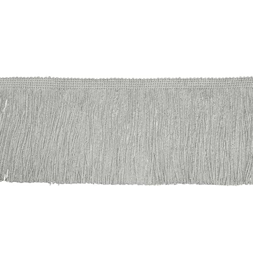 Chainette Fringe Trim 5 Yard x 4 Inches Fabric Tassel Trims - color: Light Silver, size: 4"-5Yards/R