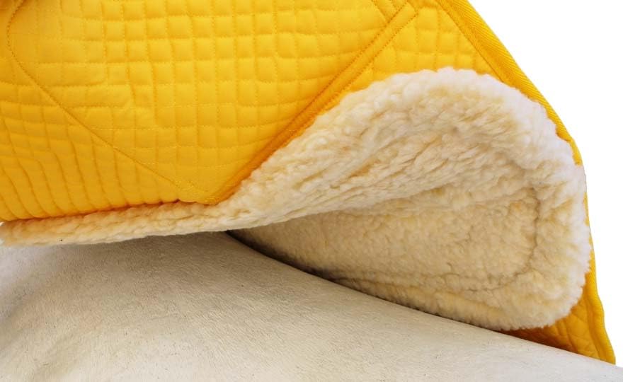 Horse 23"x18" English Quilted Fur Padded All-Purpose Saddle Pad Yellow 7260YL